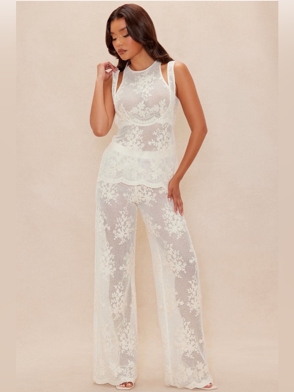 Sheer White Lace Jumpsuit